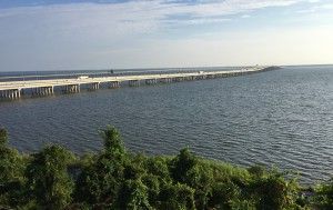 Looking east across the bay from Pensacola, FL