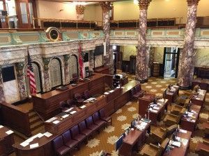 The state senate floor located on the third and fourth floor of the Mississippi Capitol building. 